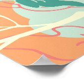 菊中国の:フローラオレンジ柄。 ポスター (角)