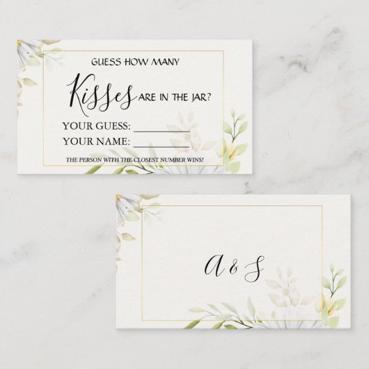 菊何枚のキスブライダルシャワーゲーム プレイスカード (正面/裏面)