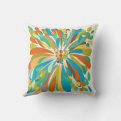 菊抽象芸術カラフルフローラ クッション (裏面)