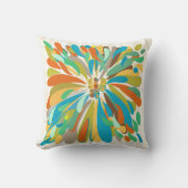 菊抽象芸術カラフルフローラ クッション (正面)