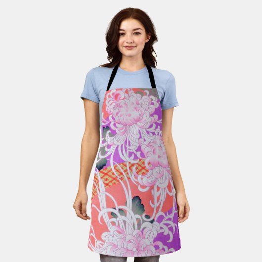 菊日本のデザイン エプロン (着用した状態)