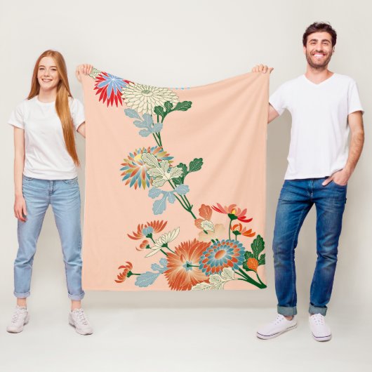 菊日本のデザイン フリースブランケット (インサイチュ)