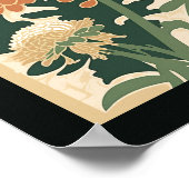 菊日本のプリント |グリーンとオレンジ ポスター (角)