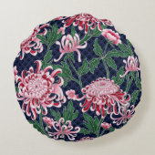 菊日本の牡丹ヴィンテージ模様 ラウンドクッション (裏面)