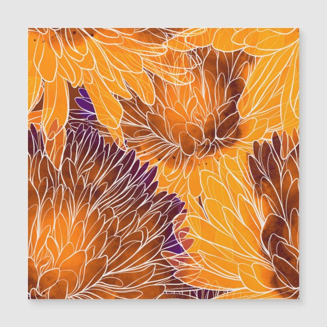 菊日本の：水彩継ぎ目なし模様 (正面)