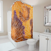 菊日本の：水彩継ぎ目なし模様 シャワーカーテン (インサイチュ)