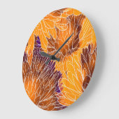 菊日本の：水彩継ぎ目なし模様 ラージ壁時計 (傾斜)