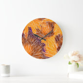 菊日本の：水彩継ぎ目なし模様 ラージ壁時計 (ホーム)