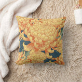 菊日本の：黄色の花柄。 クッション (ブランケット)