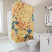 菊日本の:黄色の花柄。 シャワーカーテン (インサイチュ)
