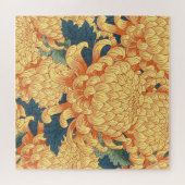 菊日本の：黄色の花柄。 ジグソーパズル (横)