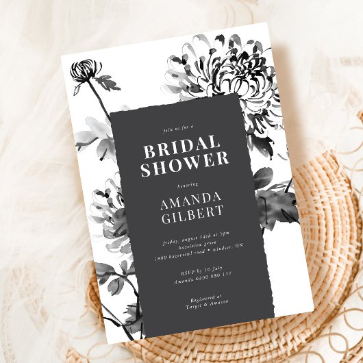 菊水墨画ブライダルシャワーの招待状 招待状
