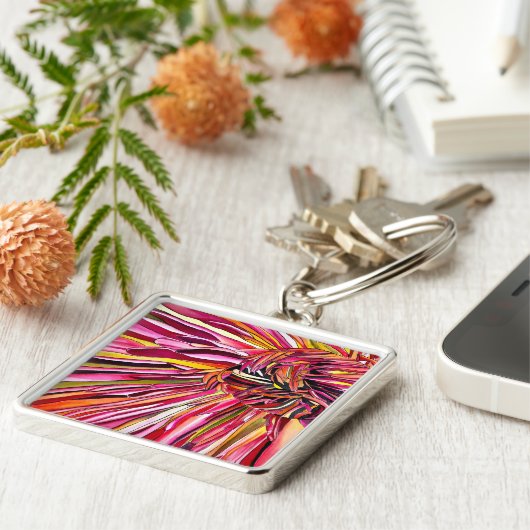 菊水彩絵画花ポスター帆布 キーホルダー (側面)