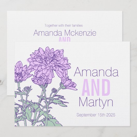 菊紫結婚の結婚式 招待状 (正面/裏面)