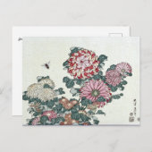 菊花とビー日本の北斎 ポストカード (正面/裏面)