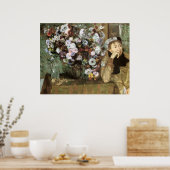 菊花を持つ女性 ポスター (キッチン)