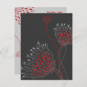 菊花フローラエレガントな結婚式RSVP 出欠カード (正面/裏面)