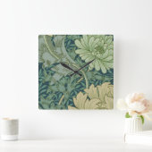 菊花入り壁紙パターン見本 スクエア壁時計 (ホーム)