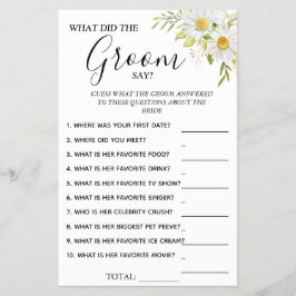 菊花新郎はブライダルシャワーゲームを言う チラシ