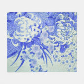 菊花日本のデザイン フリースブランケット (正面(横))