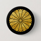 菊菊菊フェイク紋金ゴールド 缶バッジ (正面)