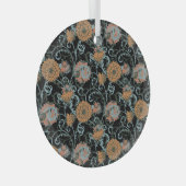 菊黒背景、フローラヴィンテージ。 ガラスオーナメント (正面右)