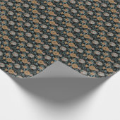 菊黒背景、フローラヴィンテージ。 ラッピングペーパー (角)