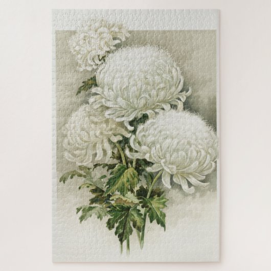 菊 – エレガントヴィンテージ植物学 ジグソーパズル (縦)