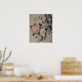 菊（カラースウッドブロック） ポスター (キッチン)