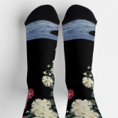 菊、流水、日本の花 ソックス (上部)