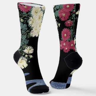 菊、流水、日本の花 ソックス