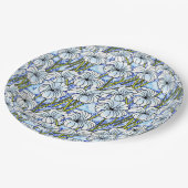 菊 – 白、青、緑 ペーパープレート (アングル)