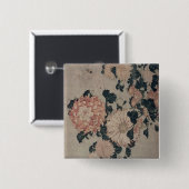 菊(色のwoodblock) 缶バッジ (正面&裏面)
