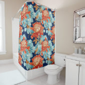 菊、雲中国の模様の背景 シャワーカーテン (インサイチュ)