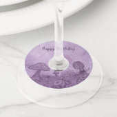 菌類メドウ誕生日紙ワイングラスラベル ワイングラスタグ (クローズアップ)