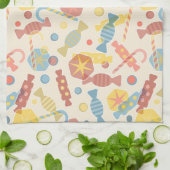 菓子およびキャンデーパターン キッチンタオル (折り畳み)