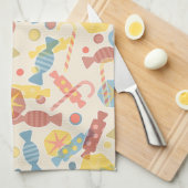 菓子およびキャンデーパターン キッチンタオル (四つ折り)