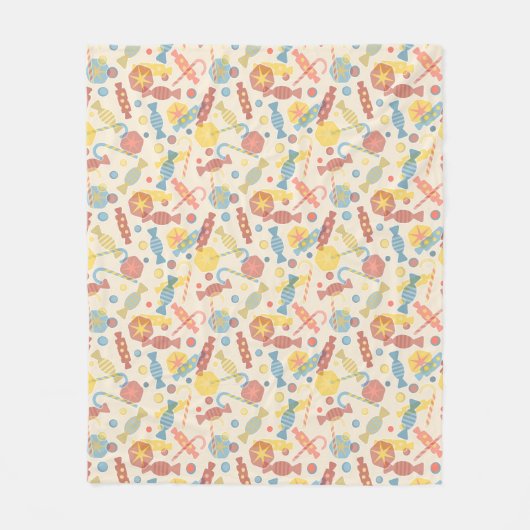 菓子およびキャンデーパターン フリースブランケット (正面)