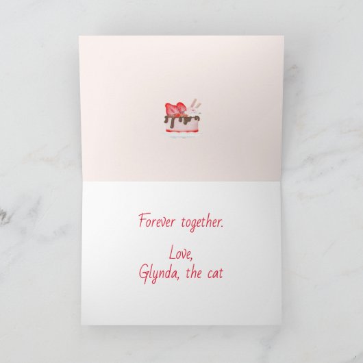 菓子とケーキを持つバレンタインのスイーツ カード (内部)