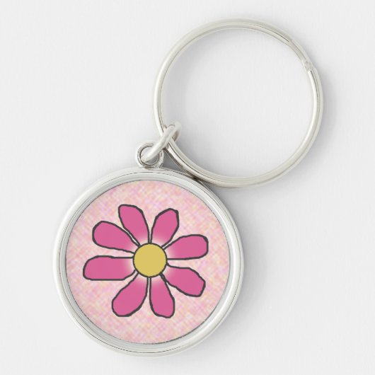 菓子によって描かれるピンクの花 キーホルダー (正面)