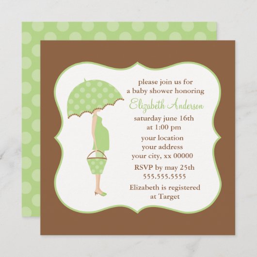 菓子の妊娠したお母さんの中立ベビーシャワー 招待状 (正面/裏面)