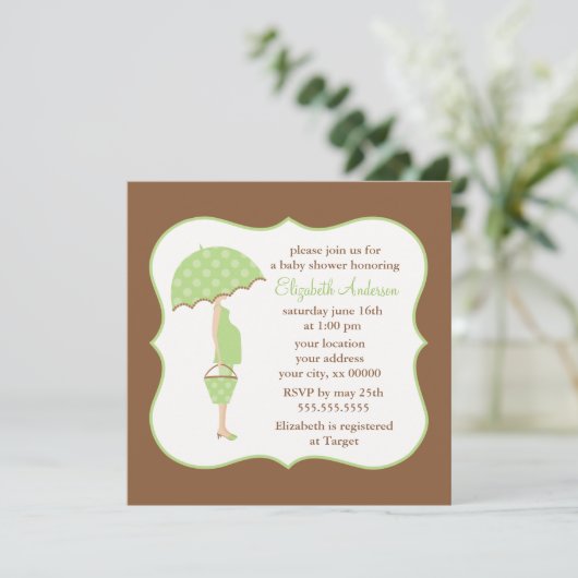 菓子の妊娠したお母さんの中立ベビーシャワー 招待状 (スタンド正面)