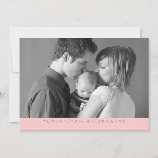 菓子の歓迎2の写真のモダンな誕生の発表 案内状 (裏面)