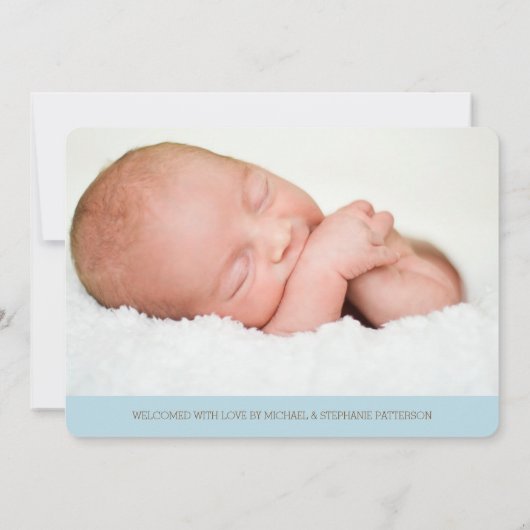 菓子の歓迎2の写真のモダンな誕生の発表 案内状 (裏面)