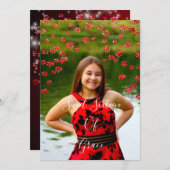 菓子の第16 Elisabethの赤い灰色の銀は写真を滴らせます 招待状 (正面/裏面)