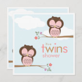 菓子はやじり声フクロウのピンクのベビーシャワーの招待状を結び付けます 招待状 (正面/裏面)