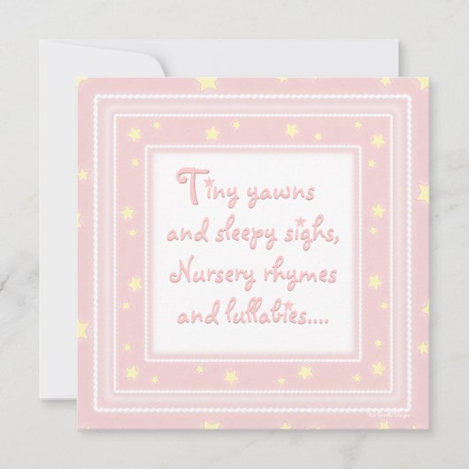 菓子はピンクのベビーシャワーの招待状を主演します 招待状 (正面)