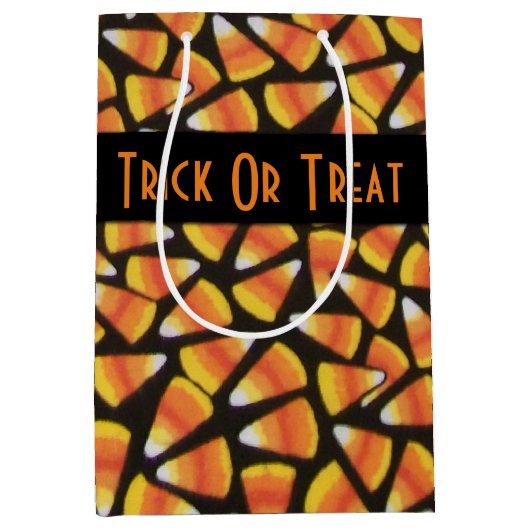 菓子コーンのトリックまたは治療抱き枕 ミディアムペーパーバッグ (正面)