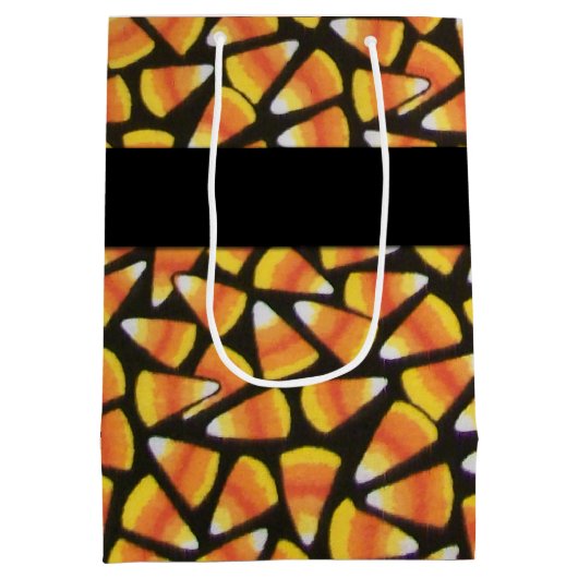 菓子コーンのトリックまたは治療抱き枕 ミディアムペーパーバッグ (裏面)