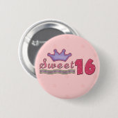 菓子王冠が付いている16の誕生日ボタン 缶バッジ (正面&裏面)